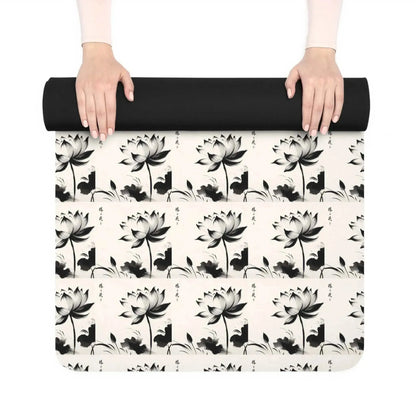 Sumi-e Bloom Yoga Mat - Japanese ink wash painting ‍♀️ -ZenArtBliss