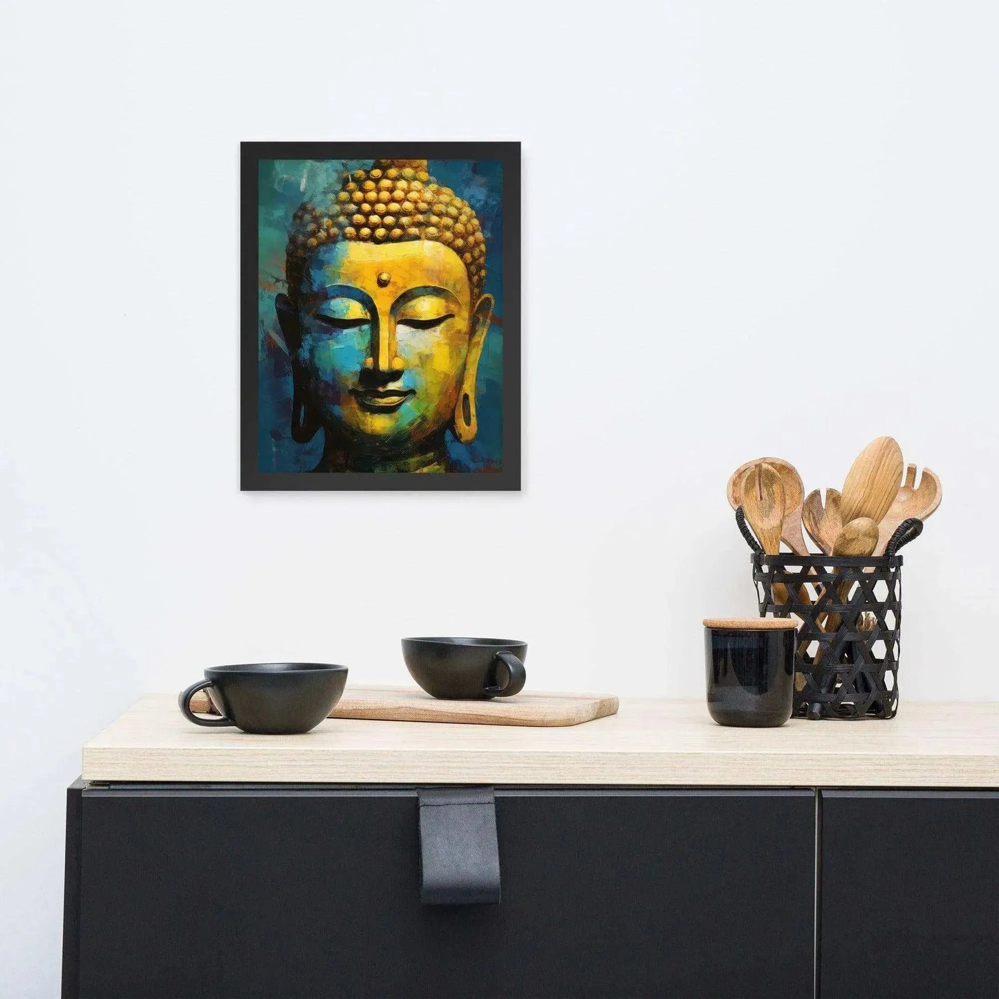 Textured Buddha framed Print: Blue, Gold, Timeless – ZenArtBliss -ZenArtBliss