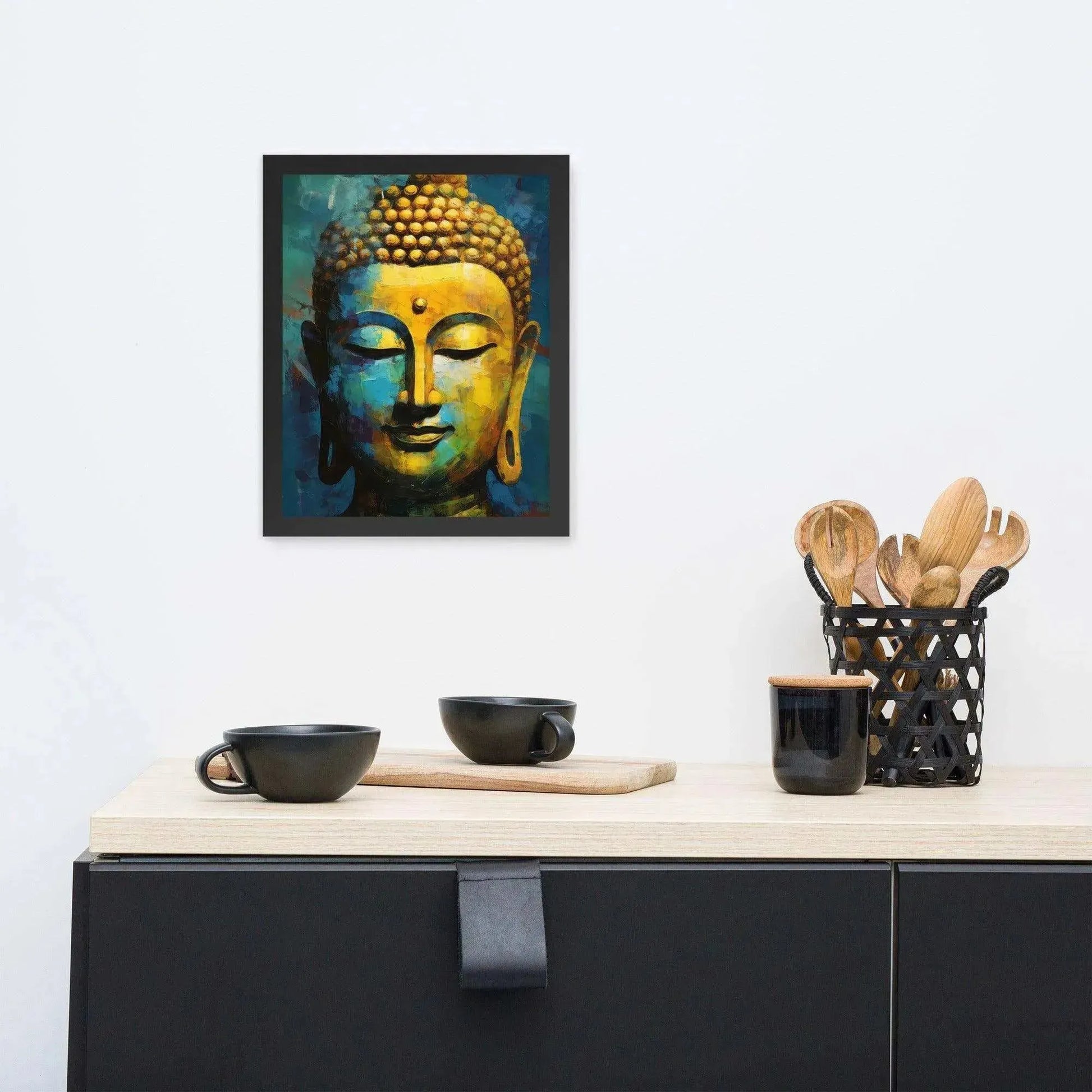 Textured Buddha framed Print: Blue, Gold, Timeless – ZenArtBliss -ZenArtBliss