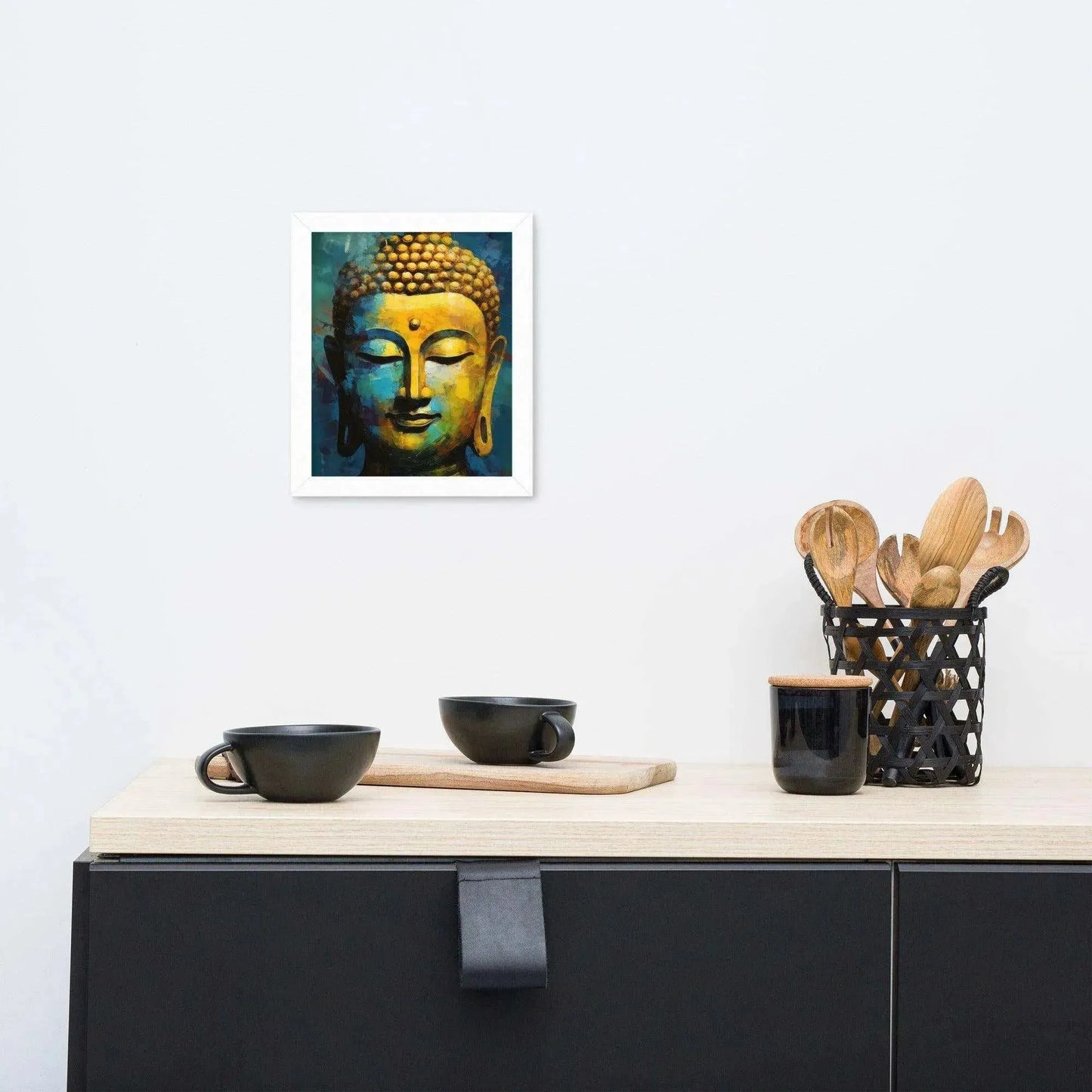 Textured Buddha framed Print: Blue, Gold, Timeless – ZenArtBliss -ZenArtBliss