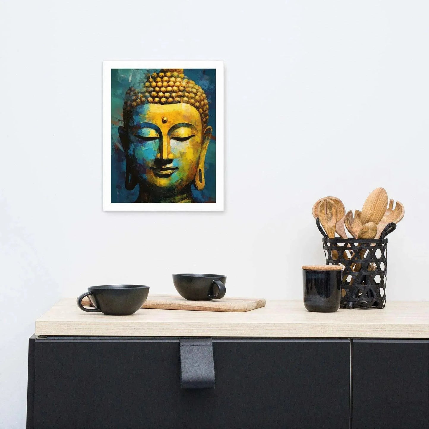 Textured Buddha framed Print: Blue, Gold, Timeless – ZenArtBliss -ZenArtBliss