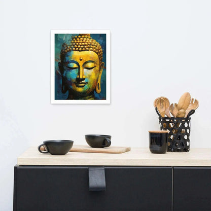 Textured Buddha framed Print: Blue, Gold, Timeless – ZenArtBliss -ZenArtBliss