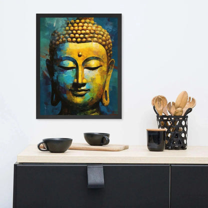 Textured Buddha framed Print: Blue, Gold, Timeless – ZenArtBliss -ZenArtBliss