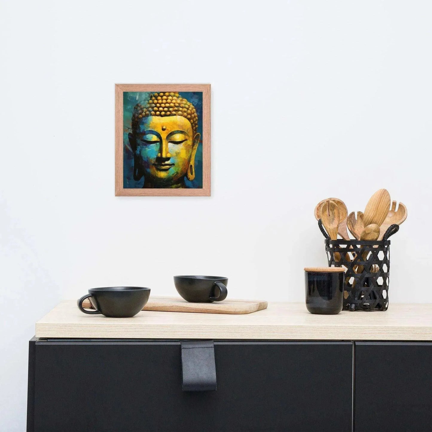 Textured Buddha framed Print: Blue, Gold, Timeless – ZenArtBliss -ZenArtBliss