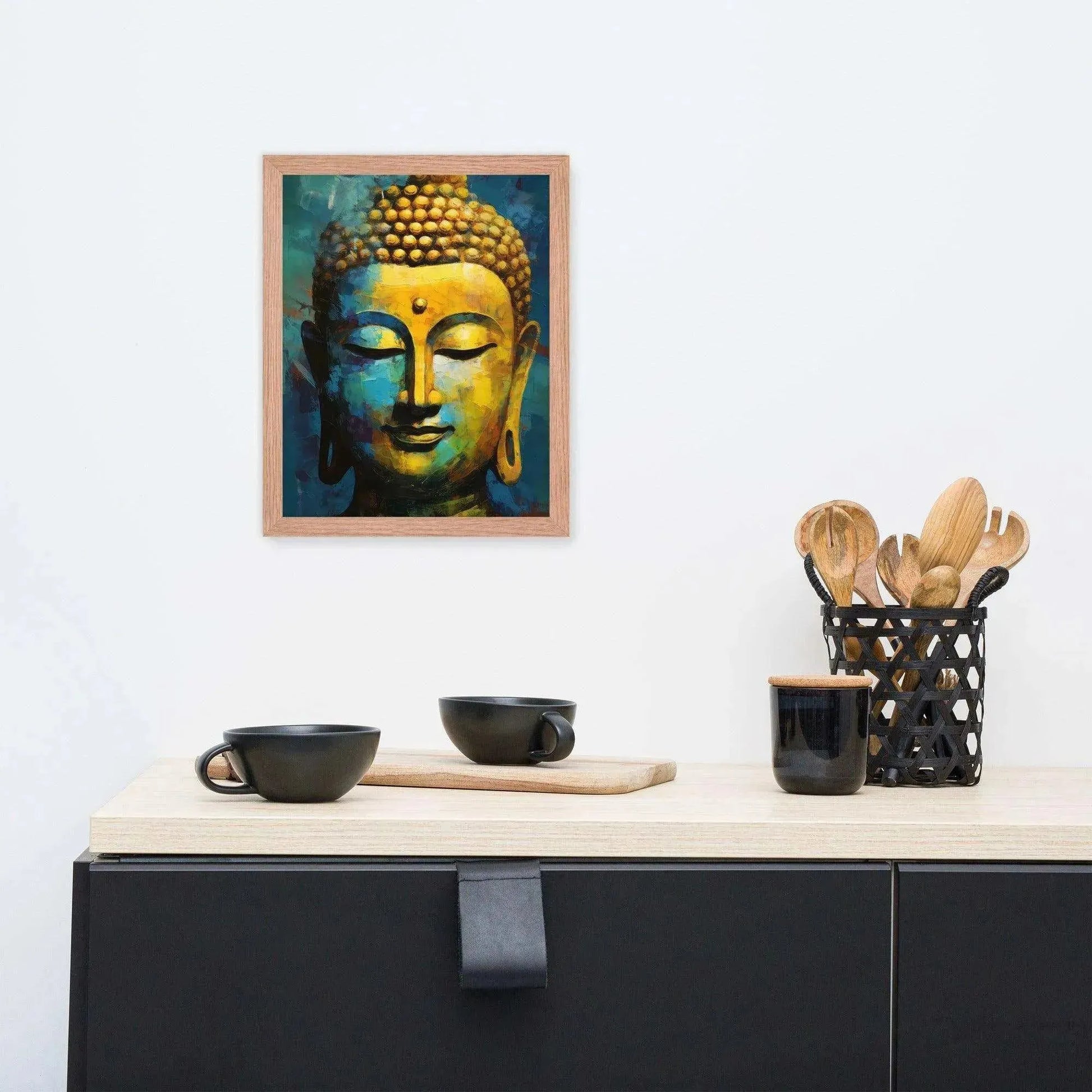 Textured Buddha framed Print: Blue, Gold, Timeless – ZenArtBliss -ZenArtBliss