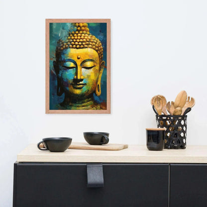 Textured Buddha framed Print: Blue, Gold, Timeless – ZenArtBliss -ZenArtBliss