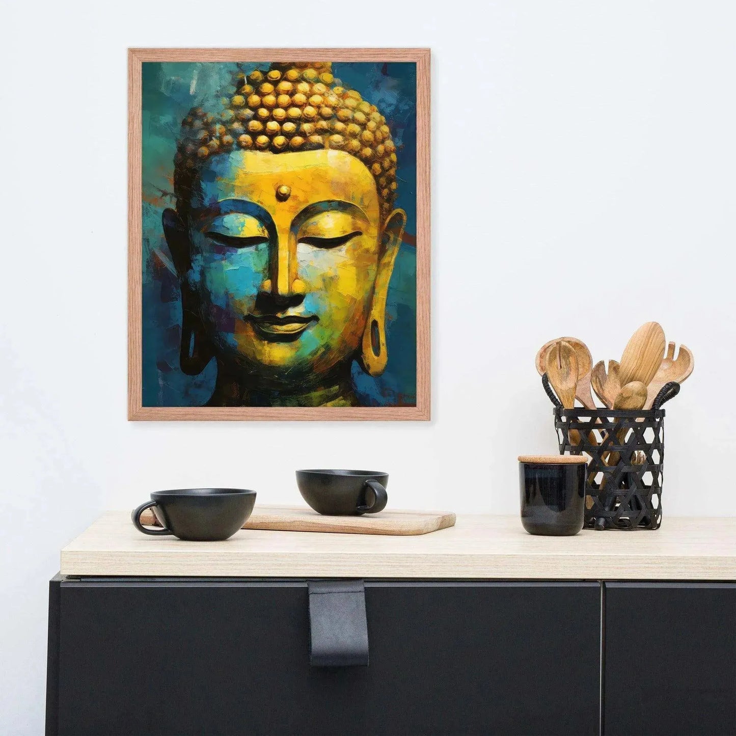 Textured Buddha framed Print: Blue, Gold, Timeless – ZenArtBliss -ZenArtBliss