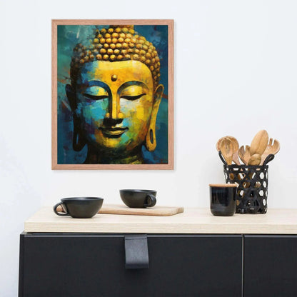 Textured Buddha framed Print: Blue, Gold, Timeless – ZenArtBliss -ZenArtBliss