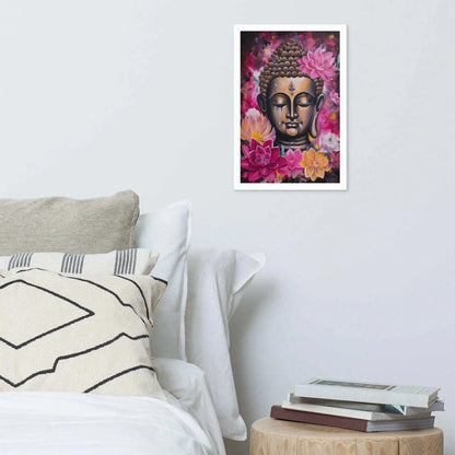 Zen Bedroom Framed Print: Buddha & Pink Flowers – ZenArtBliss -ZenArtBliss
