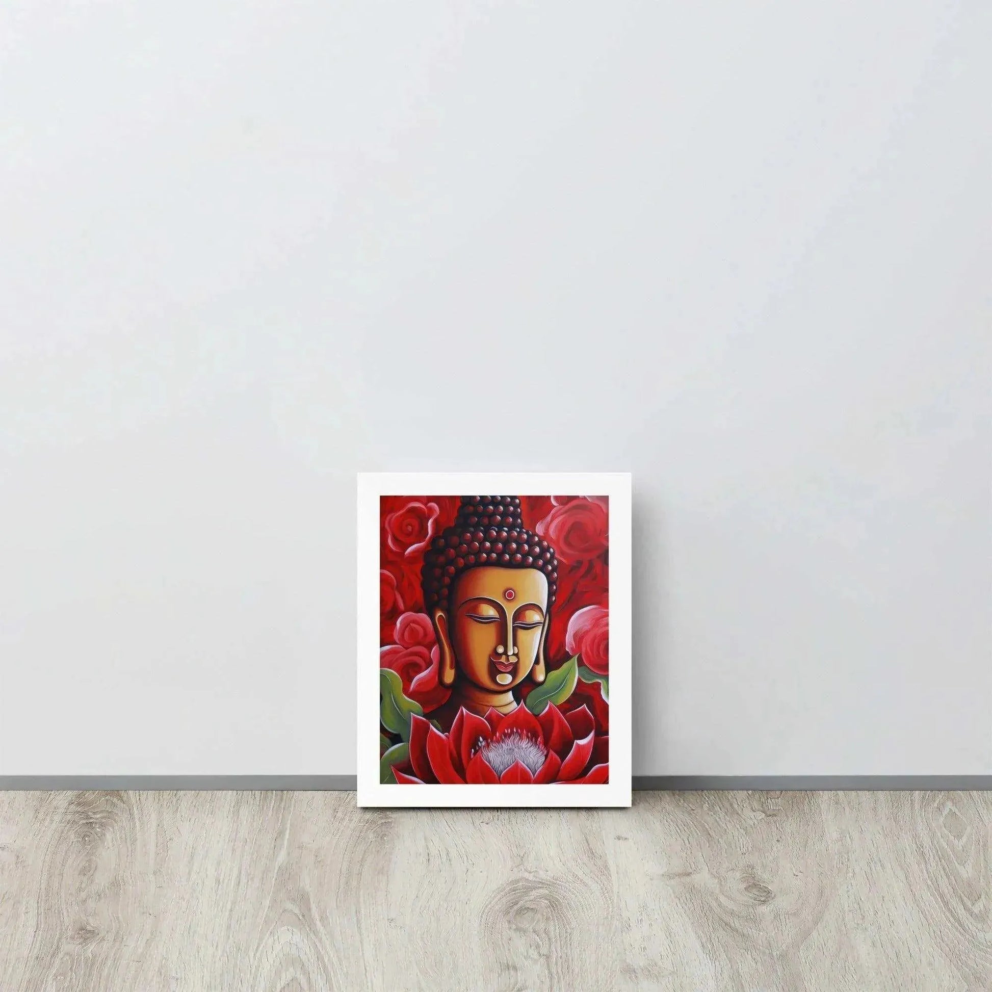 Zen Buddha Framed Print: Golden Light, Red Roses – ZenArtBliss -ZenArtBliss