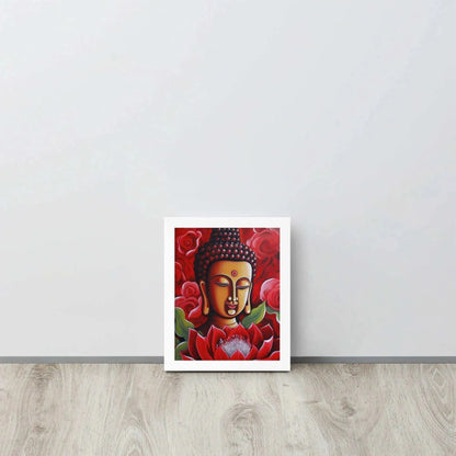 Zen Buddha Framed Print: Golden Light, Red Roses – ZenArtBliss -ZenArtBliss