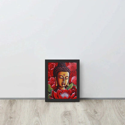 Zen Buddha Framed Print: Golden Light, Red Roses – ZenArtBliss -ZenArtBliss