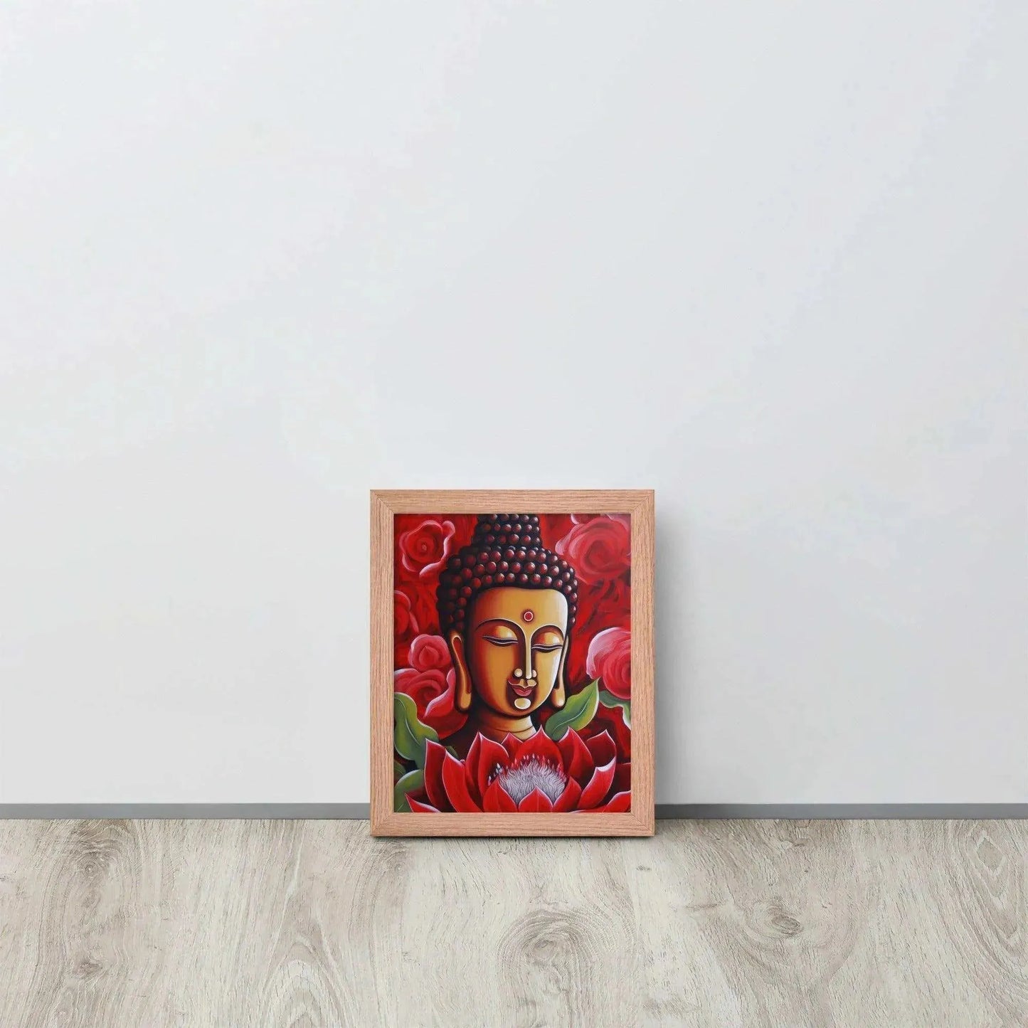 Zen Buddha Framed Print: Golden Light, Red Roses – ZenArtBliss -ZenArtBliss