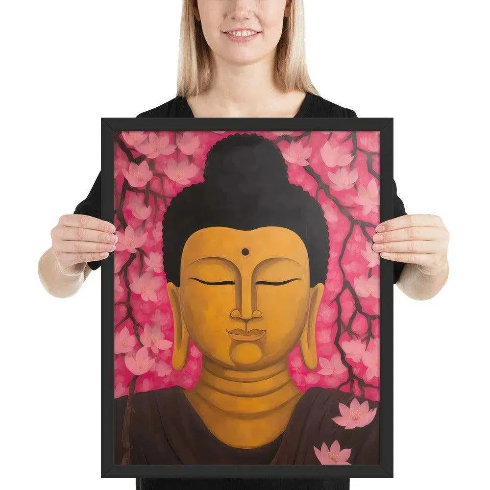 Zen Room Framed Print: Buddha & Cherry Blossoms – ZenArtBliss -ZenArtBliss