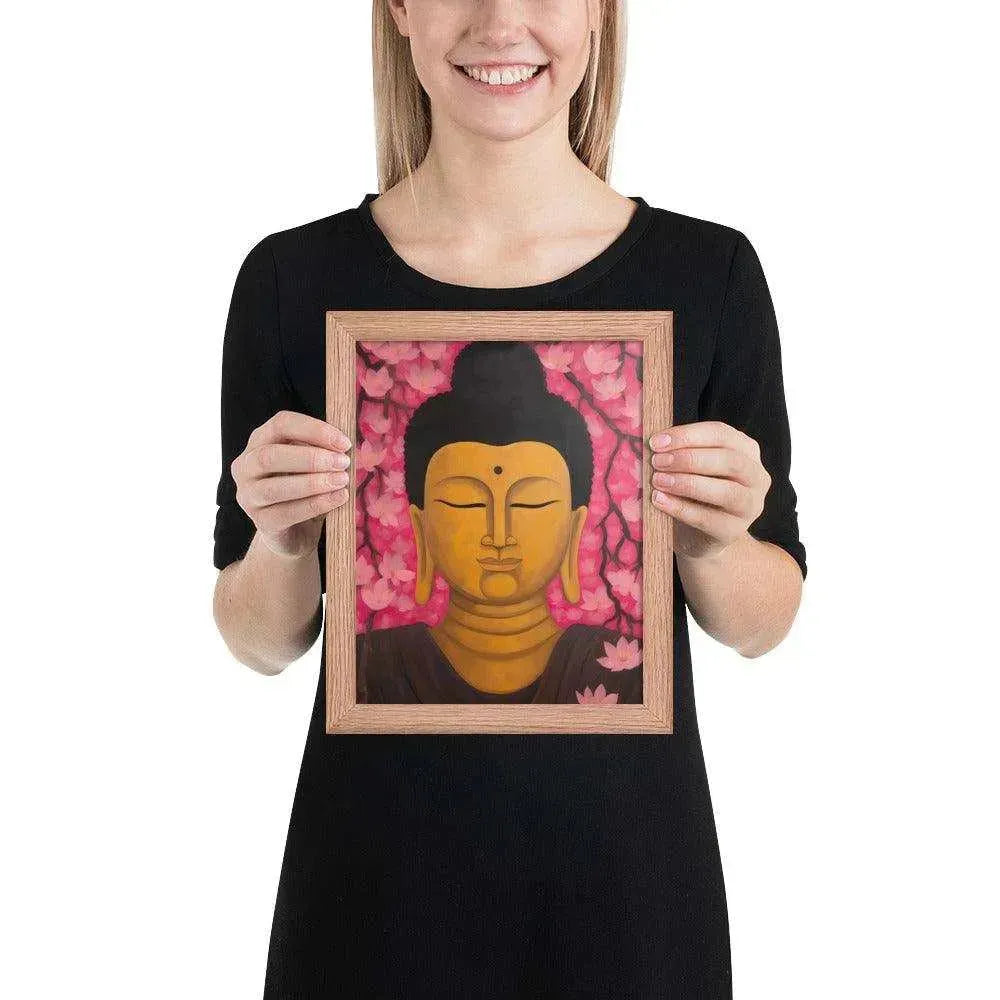 Zen Room Framed Print: Buddha & Cherry Blossoms – ZenArtBliss -ZenArtBliss